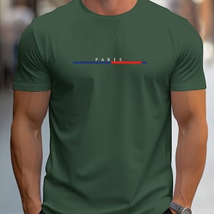 Mbdmbd Men’s Trendy Paris Flag-inspired Print T-shirt – Casual Crew Neck, Breathable Polyester , Machine Washable – Summer, Shoulder, T-shirt Clothing Shop Online at Dubai Trades