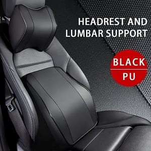 Memory Foam Car Headrest And Lumbar Support Pillow Set, Pu Leather Neck And Back Cushion For Car Seat, Comfortable Driver Seat Pillows With Automotive Shop Online at Dubai Trades