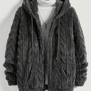 Men’ Color Hooded Fleece Jacket, Long Sleeve Drawstrings Zipper Coat, Comfy Warm Trendy Cold-proof Cardigan For Fall And Winter As Gift Clothing Shop Online at Dubai Trades