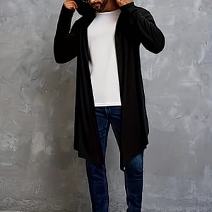 Men’ Color Knit Hooded Long Cardigan, Casual Trendy Long Sleeve Knitted Autumn And Winter Coat As Gift Cardigans Shop Online at Dubai Trades