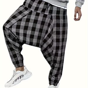 Men’ Loose Checkered Graphic Print Pants, Casual Breathable Comfy Joggers For ‘ Clothing Shop Online at Dubai Trades