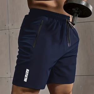 Men’ Shorts With Zipper Pockets, Active Elastic Waist Drawstring Shorts For Summer Active Shop Online at Dubai Trades
