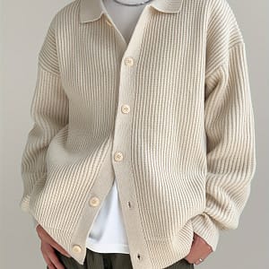 Men’ Striped Loose Knitted Cardigan, Casual Long Sleeve Lapel Button Up Sweater For Winter Fall Outdoor Activities Cardigans Shop Online at Dubai Trades