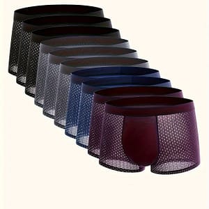 Men’s 10- Boxer Briefs With Contrast Mesh – Breathable, Moisture-wicking Polyester Knit Fabric With High Stretch (94% Polyester, 6% Elastane) – Solid Color With Elastic Waistband Boxer Briefs Shop Online at Dubai Trades