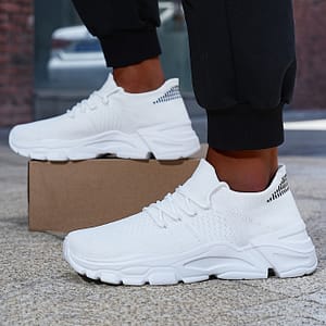 Men’s Breathable Comfortable Casual Sneakers – White Low-top Lace-up Shoes With Eva Cushioned Sole For Outdoor Running & , Running | | Comfortable Footwear Clothing, Shoes & Jewelry Shop Online at Dubai Trades