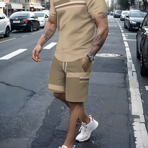 Men’s Casual Fashion Set – Comfy Polyester T-shirt & Drawstring Shorts With Unique , Machine Washable Clothing Shop Online at Dubai Trades