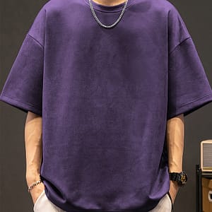 Men’s Casual Fashion Suede Short Sleeve T-shirt – Breathable, Comfortable, Loose Fit For Summer Clothing Shop Online at Dubai Trades