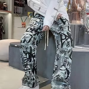 Men’s Casual Letter Print Drawstring Pants – Lightweight Polyester , Wide-leg Design For Outdoor Activities, Machine Washable – Ideal For Spring/summer/fall Hiking & Outdoor Recreation Clothing Shop Online at Dubai Trades