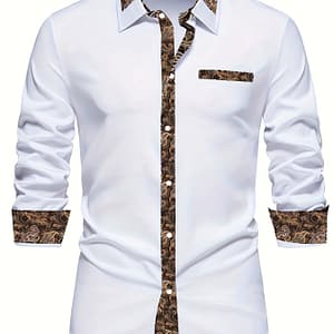 Men’s Casual Plaid Long Sleeve Shirt, 100% Polyester, Regular Fit With Lapel Collar, Single Breasted , Woven Fabric, 120gsm – Business Casual Fashion Clothing Shop Online at Dubai Trades 2