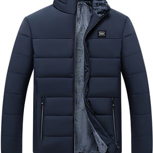 Men’s Casual Polyester Jacket | Stand Collar | Full-zip Front With Zippered Pockets | Warm Fleece Lining | Solid Color | Ideal For Autumn & Winter | And Stylish Outerwear Clothing Shop Online at Dubai Trades