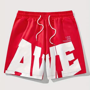 Men’s Casual Short Pants Polyester, 125g, Lace Up, Regular Fit, Non-stretch, Woven, 150 G/㎡, Alphabet Pattern Active Shop Online at Dubai Trades