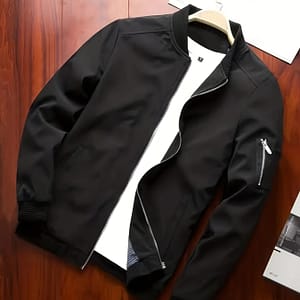 Men’s Casual Solid Color Varsity Jacket – Lightweight Polyester, Zip-up With Baseball Collar, Pockets, Machine Washable – Ideal For Spring/fall Active & Performance Shop Online at Dubai Trades