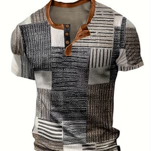 Men’s Casual Vintage Style 1/4 Button Short Sleeve Shirt For Men’s Golf Fitness Training Active Shop Online at Dubai Trades