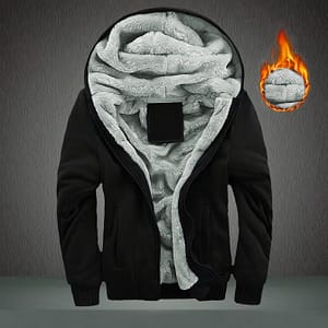 Men’s Casual Warm Fleece Hooded Coat, Warm Thick Zip Up Hoodie For Fall Winter Clothing Shop Online at Dubai Trades