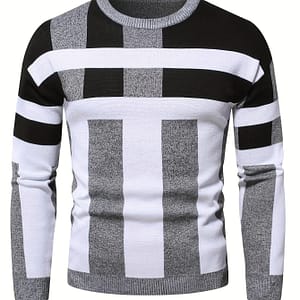 Men’s Color Round Neck Sweater, Trendy Stretch Warm Pullover For Winter Outdoor Clothing Shop Online at Dubai Trades