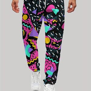 Men’s Digital Geometric Print Active Pants, Graphic Casual Pants Active Shop Online at Dubai Trades