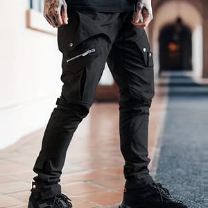 Men’s Drawstring Cargo Pants, Zip Pocket Slim Fit Trendy Outdoor Pants, Mens Work Pants, Tactical Pants Clothing Shop Online at Dubai Trades