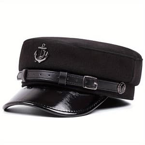 Men’s Fashion Anchor Emblem Knit Beret Cap – Punk Style Visor Hat, 100% Polyester Accessories Shop Online at Dubai Trades