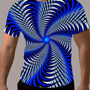Men’s Fashionable 3d Print Short-sleeve T-shirt – Vibrant Pattern, Comfortable Polyester Crew Neck, Ideal For Summer Outdoor Activities & Casual Wear Clothing Shop Online at Dubai Trades