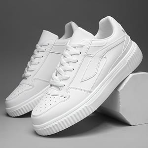 Men’s Fashionable Lace-up Casual Sneakers – White, Breathable Mesh Interior, Pu Upper & Eva Insole For Clothing, Shoes & Jewelry Shop Online at Dubai Trades