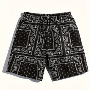 Men’s Hawaiian Style Paisley Pattern Shorts With Drawstring And Dual Front Pockets, Casual And Stylish Shorts Suitable For Summer Leisurewear And Beach Vacation Clothing Shop Online at Dubai Trades