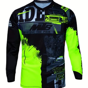 Men’s High-performance Downhill Jersey – Quick Dry, Breathable Polyester, Long Sleeve Motocross & Mountain Bike T-shirt With V-neck And Raglan Sleeves Clothing Shop Online at Dubai Trades