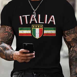 Men’s Italia T-shirt, Short Sleeve Crew Neck Tee, Men’s Clothing For Summer Outdoor Clothing Shop Online at Dubai Trades
