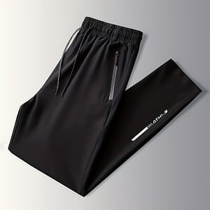 Men’s Letters Print Pants With Zipper Pockets, Casual Waist Thin Breathable Drawstring Trousers For Outdoor Activities Gift Casual Shop Online at Dubai Trades 2