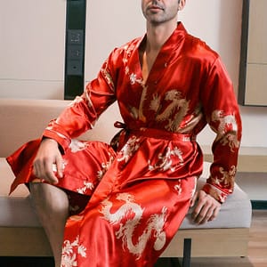 Men’s Long-sleeve Lightweight Robe With A Print, Suitable For Wearing As Loungewear Or Pajamas In . Clothing Shop Online at Dubai Trades