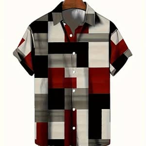 Men’s Multi- Print Short Sleeve Shirt For Summer, Casual Comfy Shirt As Gift Casual Button-Down Shirts Shop Online at Dubai Trades