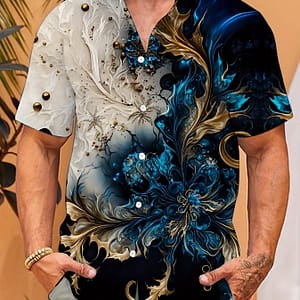 Men’s Novelty Pattern 3d Printed Short Sleeve Lapel Shirt Top, Male Casual Button Up Shirt For Daily And Vacation Resorts Button-Down Shirts Shop Online at Dubai Trades