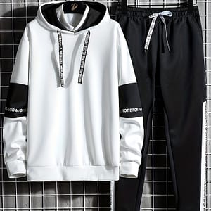 Men’s Outfit Set, Alphabets Pattern Long Sleeve Hoodie And Drawstring Sweatpants, 2-piece Set For Spring Summer Outdoor Jogging Gym Workout Active Shop Online at Dubai Trades