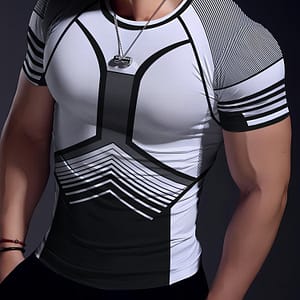 Men’s Quick-dry Athletic T-shirt With Geometric Print – High Stretch, Short Sleeve Crew Neck For Fitness & Training Base Layers & Compression Shop Online at Dubai Trades