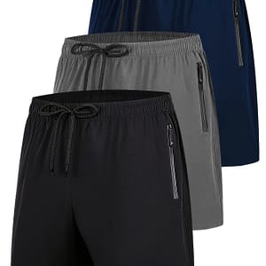 Men’s Shorts Three-piece Set, Plus Size, Casual Sports, Quick Dry, Breathable Stretch Shorts, Zippered Pockets, Running, Fitness, Cycling, Hiking, Swimming, Outdoor, Shorts, Clothing, Shoes & Jewelry Shop Online at Dubai Trades