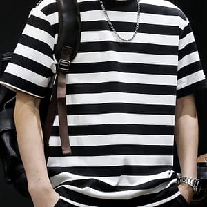 Men’s Striped T-shirt, Casual Short Sleeve Crew Neck Tee, Men’s Clothing For Outdoor Clothing Shop Online at Dubai Trades