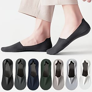 Men’s Summer No-show Socks, Non-slip Polyester Knit Fabric, Invisible Boat Socks, Thin Breathable Design, Machine Washable, Solid Color, 95% Polyester 5% Spandex, 215g/m² – Black Clothing Shop Online at Dubai Trades