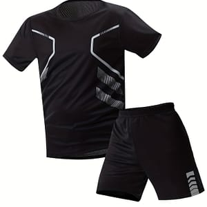 Men’s Summer Short-sleeve Outfit Set, Including A Round-neck Short-sleeve Shirt And Shorts. Active Shop Online at Dubai Trades