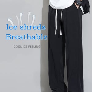 Men’s Summer Thin Wide-leg Pants, Trendy And New Sports Loose Straight Casual Long Trousers. Active Pants Shop Online at Dubai Trades