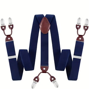 Men’s Suspenders, Suit Brace Y-back Leather Heavy Duty Suspender With 6 Metal Clip Accessories Shop Online at Dubai Trades