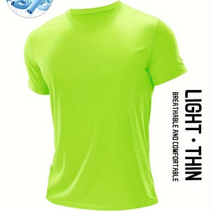 Men’s T-shirt, Active Breathable Slim-fit Short Sleeve Crew Neck Tee, Men’s Clothing For Workout Clothing Shop Online at Dubai Trades