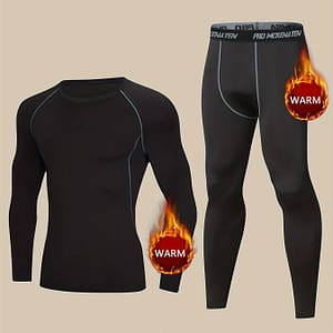 Men’s Thermal Underwear Set, Skiing Winter Warm Base Layers, Tight Long Sleeve Round Neck Pants Set Clothing Shop Online at Dubai Trades