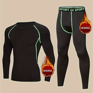 Men’s Thermal Underwear Set With Fleece Lining, Suitable For Sports, Skiing, Hunting, Winter Fitness, And Yoga, Includes Tight Long-sleeve Top And Bottom Pants. Clothing Shop Online at Dubai Trades