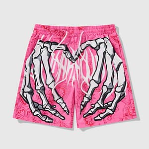 Men’s Trendy Hawaiian Graphic Shorts With Drawstring And Fancy Skeleton Print For Summer Beach, Pool And Resort Active Shop Online at Dubai Trades
