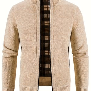 Men’s Warm Knit Zip-up Jacket – High Neck, Full-zip, Long Sleeve, Polyester Blend, Ribbed Cuffs & Hem – For Fall/winter, Available In 8 Colors, Zip Up Sweater Clothing Shop Online at Dubai Trades