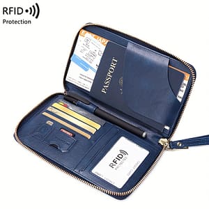Miyin Rfid Blocking Passport Holder With Zipper & Wrist Strap – Brown Pu For Credit Cards, Airplane Tickets, And Ids – With Multiple Compartments For Clothing, Shoes & Jewelry Shop Online at Dubai Trades