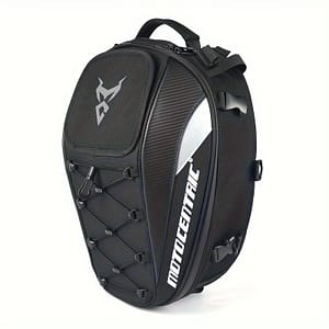 Motocentric Motorcycle Rear Seat Tail Bag – Adjustable Strap, Helmet Storage & Luggage For Street Bikes, Black, Durable Textured Design With Multiple Compartments, Motocentric Accessories Shop Online at Dubai Trades