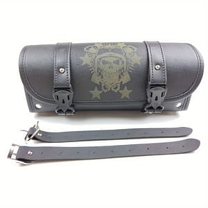 Motorcycle Pu Leather Skull Front Toolkit Handlebar Bag Saddlebag Round Barrel Tool Bag For Accessories Shop Online at Dubai Trades