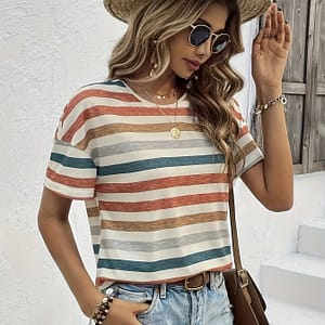 Neck T-shirt, Casual Short Sleeve T-shirt For , Women’s Clothing Clothing Shop Online at Dubai Trades