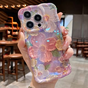 New Luxury Laser Blue Light Flower Irregular Wave Protctive Phone Case Suitable For Iphone 15/15pro/15promax/14/14pro/14promax/13/13pro/13promax/12/12pro/12promax/11, Holiday Gift Basic Cases Shop Online at Dubai Trades