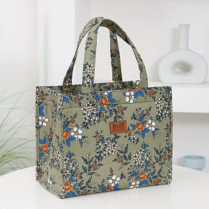 New Nylon Print Large Capacity Portable Inner Aluminum Foil Insulation Zipper Semi-closed Lunch Box Bag Work Commute With Lunch Handbag Home & Kitchen Shop Online at Dubai Trades 2